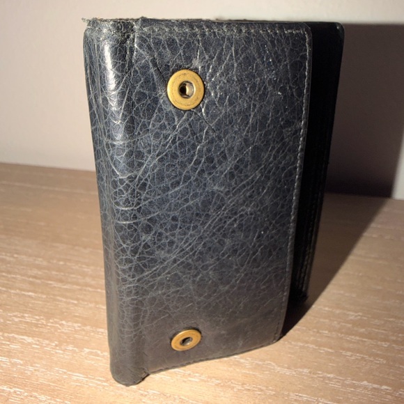 Balenciaga Classic Moto Leather Wallet Black w Antique Brass Hardware - Picture 9 of 10